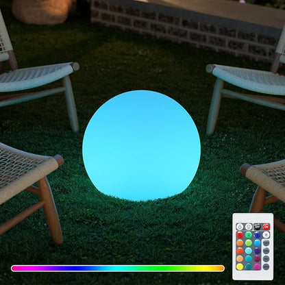 FUYO 16-inch LED Ball Lamp with Remote Rechargeable Waterproof, Glowing Globe Light 16 RGB Colors Orb Sphere for Indoor Outdoor Home Patio Pool Party Decor (White 16-inch)