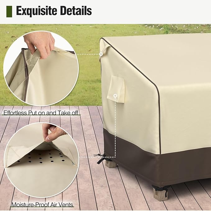 MR. COVER Patio Chair Covers Waterproof, Outdoor Furniture Covers for Rocking Chair, Heavy Duty Anti UV Chair Cover, Fits up to 35"W x 40"D x 35"H, Air Vent and Handles Included, Brown & Khaki, 2 Pack