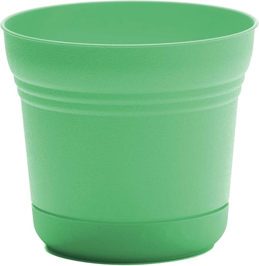 Bloem Saturn 5" Mint Green Round Resin Planter Pot with Snap-in Saucer for Indoor and Outdoor Gardening