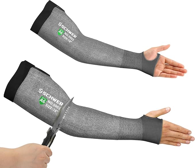 Schwer AIR-SKIN ANSI A6 Cut Resistant Arm Sleeves for Men & Women S903, Non-PFAS Arm Protectors for High Risk Work, Arm Protectors for Thin Skin, Gardening Sleeves for Farming, Lightweight, Breathable