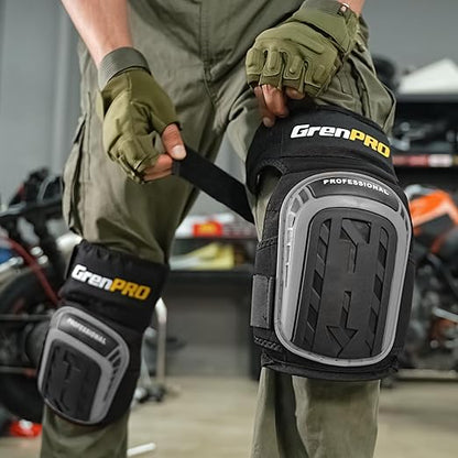 Professional Knee Pads for Work,Heavy Duty Thick Foam Knee Pads Tools, Knee Pad with Soft Gel Cushion for Construction, Work, Flooring, Gardening, Cleaning, Tiling,Gray