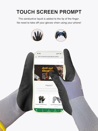 Touchscreen Nitrile Coated Work Gloves 12 Pairs Frosted Grip Safety Gloves for Gardening Electronics Seamless