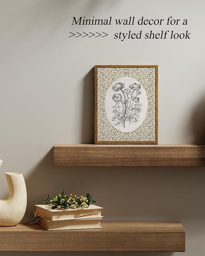 InSimSea Framed Canvas Prints Art Vintage Decor, Classical Neutral Floral Painting, Rustic Cottage Roses Flower Wall Art for Living Room Bedroom Home Bathroom Shelf Decor, 8x10inch