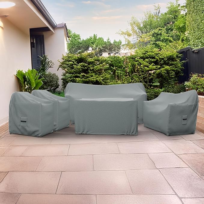 Covers & All Patio Furniture Cover, 5 Piece Outdoor Furniture Covers, Water-Repellent UV & Weather-Resistant Covers for Sofa, Loveseat, Chairs & Coffee Table