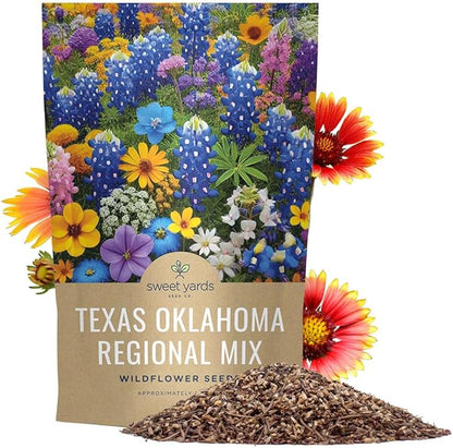 Texas Oklahoma Regional Mix Seeds for Planting - Bulk 1 Pound Bag - Over 240,000 Native Seeds - Open Pollinated and Non GMO