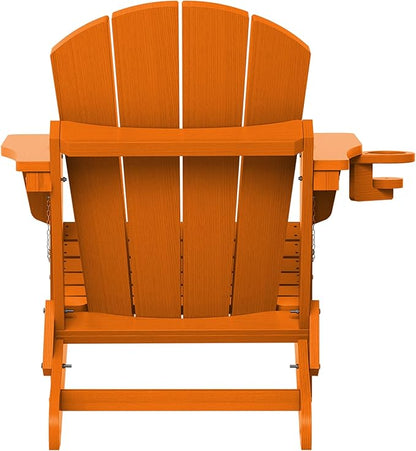 SERWALL Adirondack Chair for Patio Garden Outdoors Heavy All-Weather Fire Pit Chairs - Orange