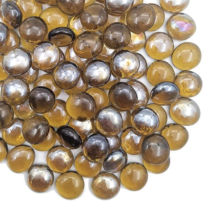 Flat Glass Marbles 1 Pound Vase Filler Fire Pit Glass Pebbles for Indoor Plants, Aquarium Fish Tank Decorations, Home Decor, Fire Pit, Landscaping, Arts Crafts (Amber)