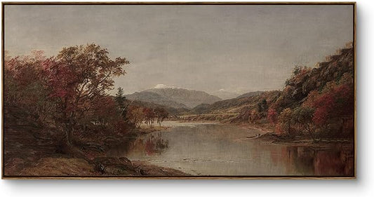 InSimSea Extra Large Framed Vintage Wall Art, Living Room Country Farmhouse Decor, Fall Nature Landscape Paintings, Canvas Prints, Retro Scenery Long Picture for Bedroom Above of Bed,24x48inch