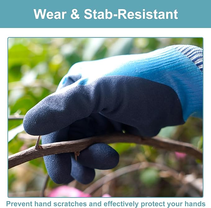 CYRUS Nitrile Gardening Gloves for Women＆Men, Thorn-Proof Garden Gloves,Work for Yard Garden, Weeding, Digging, Pruning
