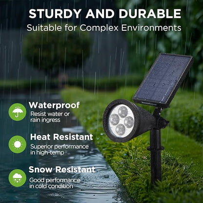 InnoGear Solar Lights Outdoor Waterproof Solar Garden Light for Outside Yard Landscape Lighting Pathway Spot Lights Spotlight Wall Light Auto On/Off, Pack of 2 (White)