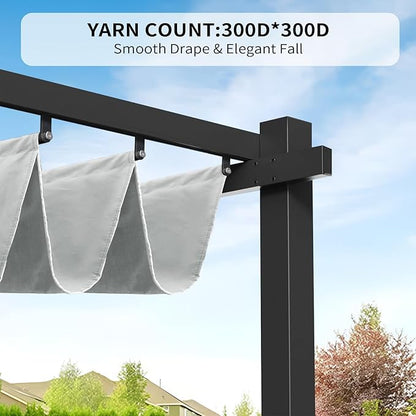 10' X 10' Pergola Shade Cover for Outdoor Retractable Durable Fabric Canopy Replacement Top, Sun Shade for Outside (Gray)