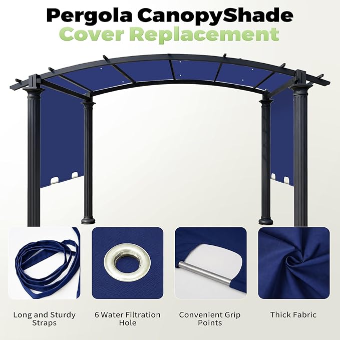 85'' x 208'' Universal Pergola Replacement Cover for Doubleton Steel Pergola L-PG080PST, Waterproof Sunshade Canopy Top for Patio Gazebo, Deck, Porch, Yard, Outdoor Cover Only (Dark Blue)