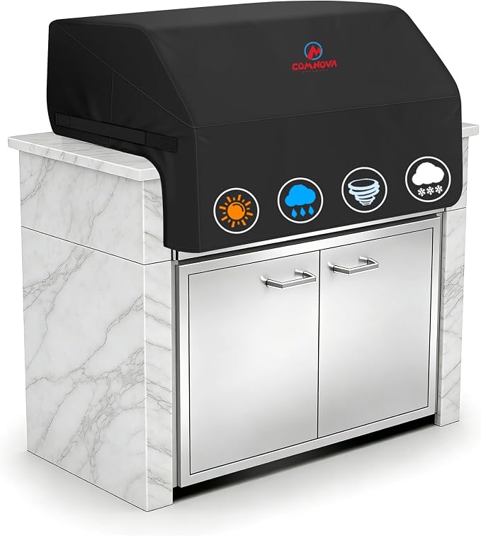 Comnova Built-in Grill Cover for 45 Inch - 600D Island BBQ Grill Top Covers Heavy Duty & Waterproof, Premium Built in Barbecue Cover for Char-Broil, Napoleon, Weber, Bull and More - 45 x 29 x 26 Inch