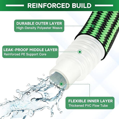 Garden Hose 25 ft Flexible Non-Expandable Water Hose Kink-Free Ultra Lightweight Leak-Proof Durable Portable Wear-Resistant Hoses Pipe with 3/4" Strong Fittings for Outdoor Yard Lawn Car Wash