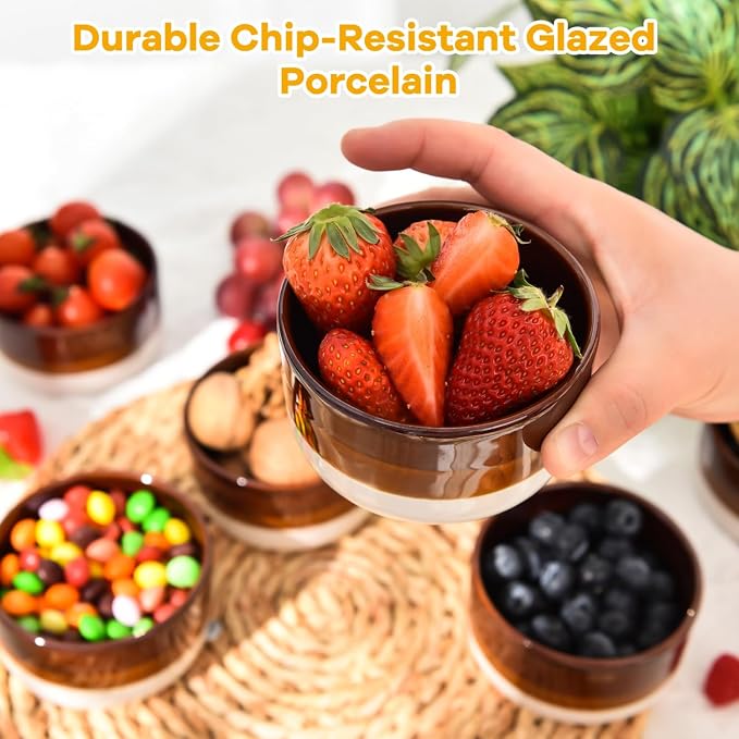 Vumdua Creme Brulee Ramekins 8 oz, Ceramic Ramekins Oven Safe Custard Cups Dipping Sauce Cups, Small Baking Dish for Souffle, Lava Cakes, Pudding, Baked Eggs and Desserts, Set of 6