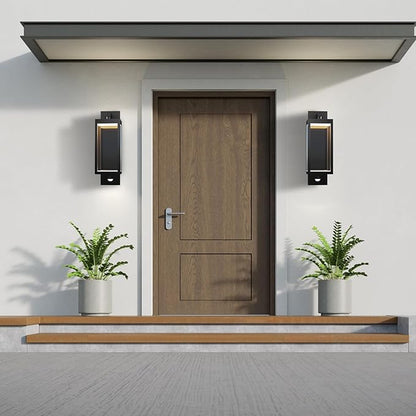 Outdoor Light Wall Sconce Motion Sensor Porch Light for House,15" LED Modern Exterior Lighting Fixture Black,Waterproof Outside Lantern with Clear Glass for Garage Patio Garden,750LM,3000K