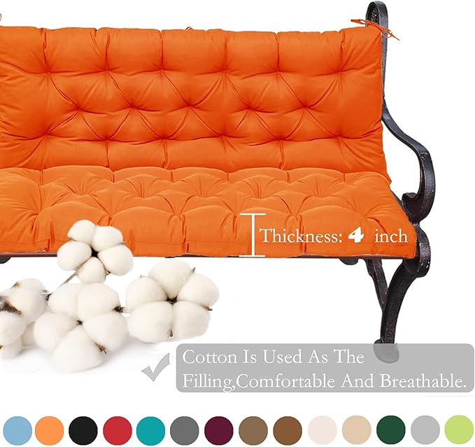Replacement Cushions for Swing, Swing Cushions 3 Seater Replacement, Waterproof Thicken Washable Pad Cushion for Outdoor Indoor Furniture Swing Patio (Orange, 40x71 inch)