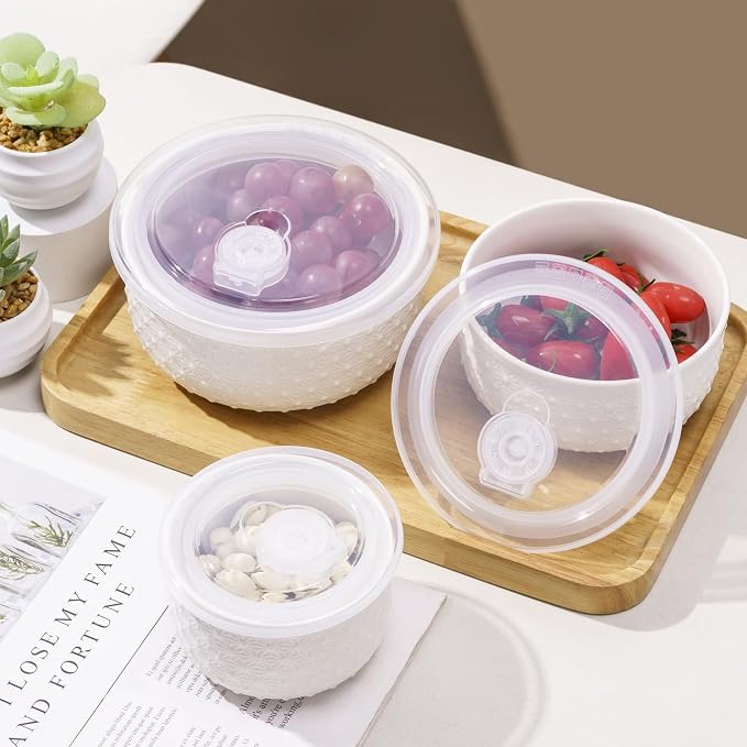 10 oz Set of 4 Oven-Safe Porcelain Ramekins with Lids, Large White Souffle and Creme Brulee Baking Dishes, Ramekin Bowls for Sauce and Dessert