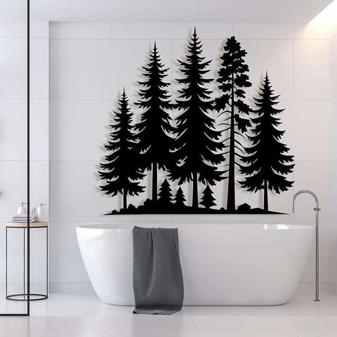 Metal Pine Tree Wall Art - Nature Decor, Wall Hanging, 24"W x 23"H / 60 x 57 cm