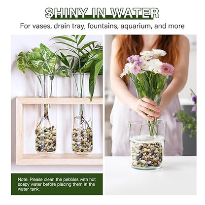 NUPICK 12 lbs Pebbles for Indoor Plants, 3/8 Inch Pea Gravel for Fish Tank, Polished Decorative Rocks for Succulent, Natural River Stones for Vases, Cactus, Landscaping, Bird Bath, Aquarium, Colorful