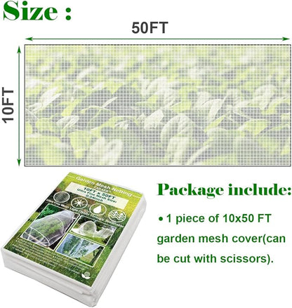 Garden Netting, Pest Barrier Plant Covers 10x50Ft Net Ultra Fine Mesh Protection Netting for Vegetable Fruits Flowers Crops Greenhouse Row Cover Raised Bed Insect Barrier Screen Protection Net Cover