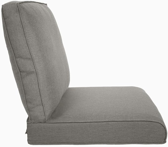 Pop 22x25/22x24 Outdoor Furniture Cushions Set of 6 - Comfortable Patio Chair Cushion for Rattan Wicker Dining Rocking Swivel Chairs Loveseat Couch L-Shape Sectional Sofa - Grey/Classic