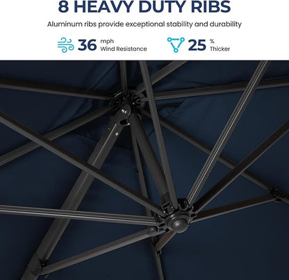 SUNVIVI OUTDOOR Patio Umbrella, Rectangular Patio Umbrella, Metal Pole Square Outdoor Umbrella with Crank and Push Button Tilt, Large Outdoor Umbrella with Polyester Canopy