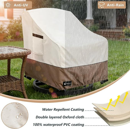 Outdoor Swivel Rocker Chair Cover 2Pack, Waterproof Rocking Chair Covers, All-Weather Protection Outdoor Lawn Patio Furniture Covers for Patio Chair 32" W x 35" D x 32" H, Beige
