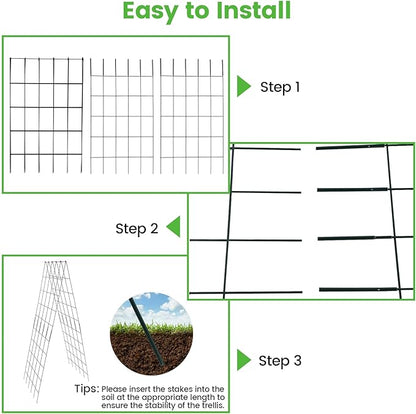 Foldable Cucumber Trellis 64" H x 20" W, A-Frame Garden Trellis for Raised Bed, Outdoor Climbing Plant Support with Twist Ties & Plant Bags for Climbing Plants Outdoor