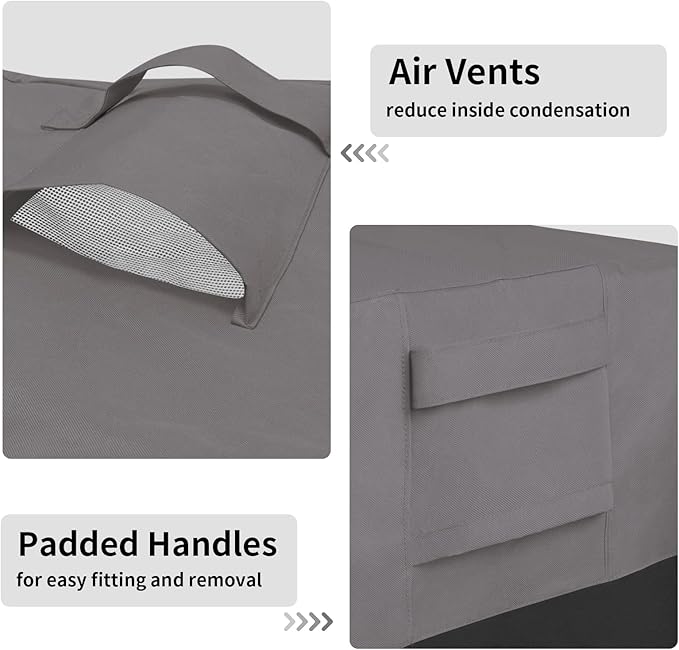 Easy-Going Outdoor Ottoman Cover, Waterproof Patio Ottoman Cover, Heavy Duty Outdoor Furniture Cover with Padded Handles (1 Pack-25"x25"x17", Gray/Black)