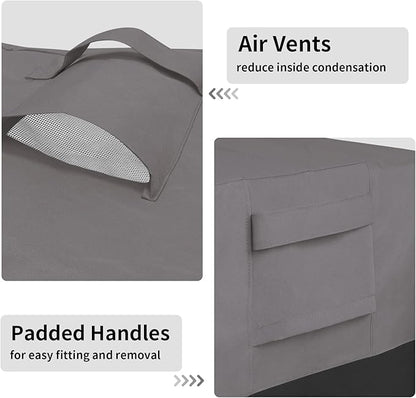 Easy-Going Outdoor Ottoman Cover, Waterproof Patio Ottoman Cover, Heavy Duty Outdoor Furniture Cover with Padded Handles (34"x24"x17", Gray/Black)