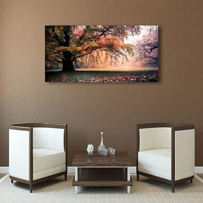 Tree of Life Wall Art Canvas Prints Natural Landscape Picture Home Decor Colorful Forest Paintings for Living Room Bedroom Bathroom Kitchen Decorations 20x40 Wooden Framed Artwork Easy Hanging