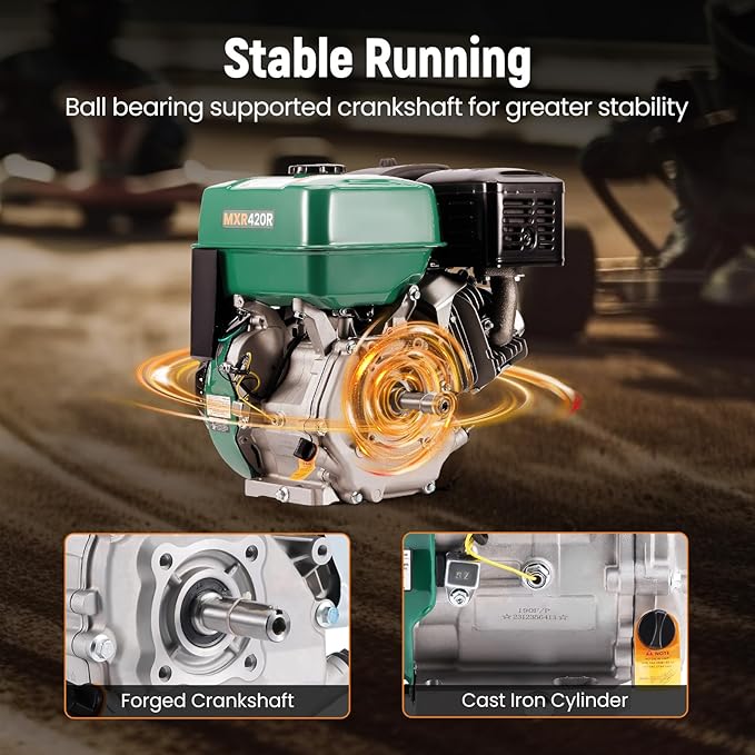 maXpeedingrods 420cc Gasoline Engine, 4 Stroke OHV Horizontal Gaso Engine, Recoil Start for Go-Karts, Compressors, Lawn Mowers, Water Pumps