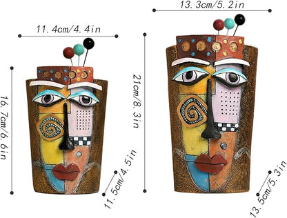 Picasso Face Planter Pots Colorful Abstract Art Planters with Facial Expressions Handmade Resin Funny Funky Plant Pots Unique Head Planter for Home Balcony Decor (Small)