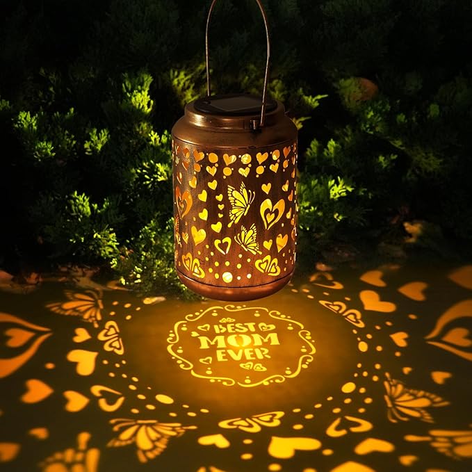 Solar Lanterns Outdoor, Love Mom Lantern Garden Decor Waterproof Decor Light Hanging Solar Lights Yard Decor, Christmas Gifts, Gifts for Women, Gifts for Mom, Gifts for Grandma