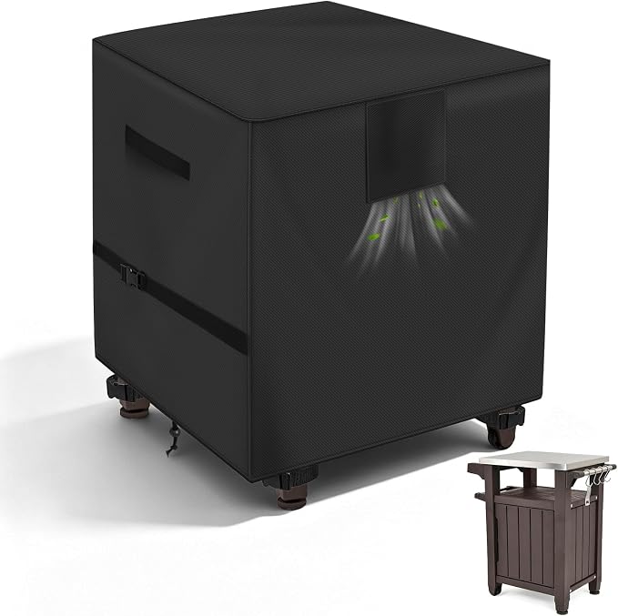 Outdoor Grill Cart Prep Table Cover 600D for 30-inch Keter Unity Portable Outdoor 40 Gal Table with Storage Cabinet, Waterproof UV Resistant Outside bbq Bar Cart Cooking Station Cover, 30" x 24" x 32"