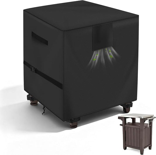Outdoor Grill Cart Prep Table Cover 600D for 30-inch Keter Unity Portable Outdoor 40 Gal Table with Storage Cabinet, Waterproof UV Resistant Outside bbq Bar Cart Cooking Station Cover, 30" x 24" x 32"