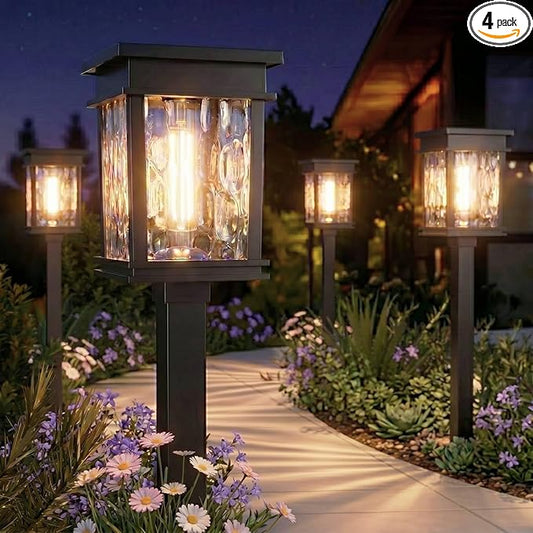 XMCOSY+ Solar Pathway Lights, 50 LM Bright Solar Lights, Garden Outdoor Waterproof Light IP65, 2-in-1 Landscape Lighting, Outdoor Light for Yard, Path, Walkway, Driveway (Warm & Cool)