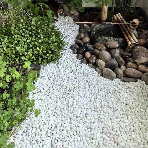YISZM 10lb White River Rocks, 5/8 Inch Natural Pebbles for Indoor Plants, Snow White Decorative Stones, Ideal for Fish Tank, Vases, Crafting, Home Decor and Garden Landscaping Rocks