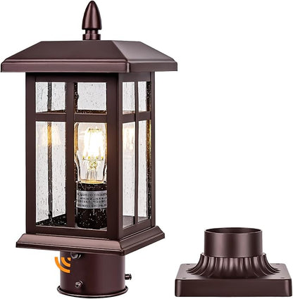 Dusk to Dawn Outdoor Post Lights Hard Wired Bronze, Waterproof Outdoor Post Lamp for Patio, Exterior Post Lamp Light Fixture, for Garden, Pathway