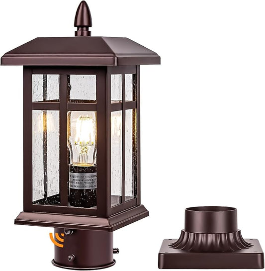 Dusk to Dawn Outdoor Post Lights Hard Wired Bronze, Waterproof Outdoor Post Lamp for Patio, Exterior Post Lamp Light Fixture, for Garden, Pathway