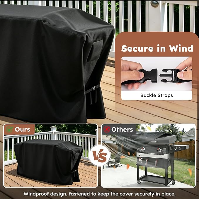 MR. COVER Griddle Cover for Blackstone 28 Inch Griddle with Hood - Heavy Duty 600D Waterproof Cover, UV & Wind Resistant, Air Vent, Double Buckle Straps, Fits Blackstone 28" 2-3 Burner
