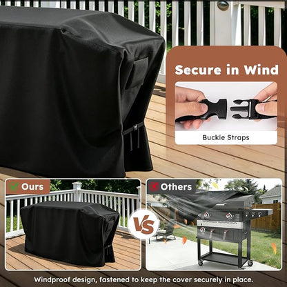MR. COVER Griddle Cover for Blackstone 28 Inch Griddle with Hood - Heavy Duty 600D Waterproof Cover, UV & Wind Resistant, Air Vent, Double Buckle Straps, Fits Blackstone 28" 2-3 Burner