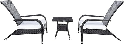 SAFAVIEH Outdoor Collection Edna Black/White Cushion 3-Piece Lounge Set with Table (PAT7719A)