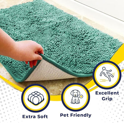 Muddy Mat® | Super Water Absorbent Door Mat Indoor, Microfiber Quick Dry Chenille Entryway Rug,Slip Resistant Front Door Mat,Indoor Mats for Entryway,Machine Washable Pet Rug, Seafoam Green 30"x19"