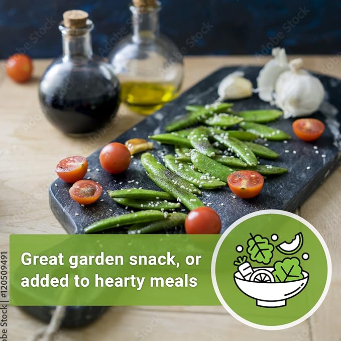 Sow Right Seeds - Sugar Snap Pea Seeds for Planting - Non-GMO Heirloom Peas to Grow in Vegetable Garden - High Yield Cool Season Crop - Packet with Instructions for Pea Plant Care (1)