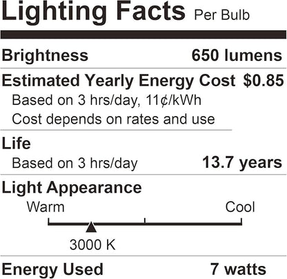 8 Pack BR30 LED Bulb, Dimmable Indoor Flood Lights 7W Equivalent 65W 3000K Warm White, CRI80, 650 LM, E26 Base, 15000 Lifetime Hours, Interior Energy Saving Recessed Light Bulb, Flicker-Free