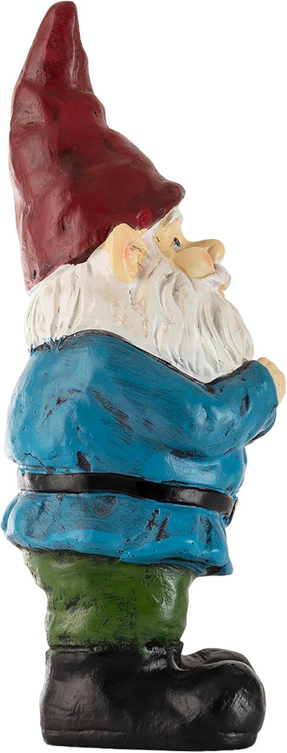 Alpine Corporation 12" Tall Classic Outdoor Garden Gnome Yard Statue Decoration