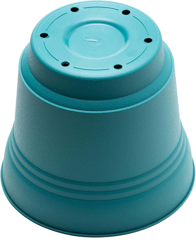 Bloem Saturn 7" Bermuda Teal Round Resin Planter Pot with Snap-in Saucer for Indoor and Outdoor Gardening