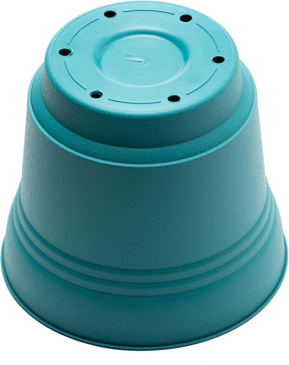 Bloem Saturn 7" Bermuda Teal Round Resin Planter Pot with Snap-in Saucer for Indoor and Outdoor Gardening